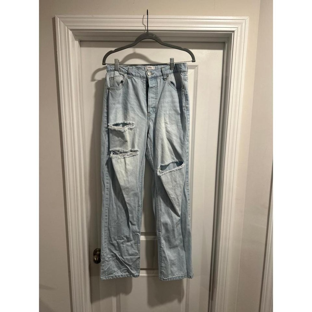 Ripped Jeans Light Wash Distressed Denim High Rise Casual Trendy